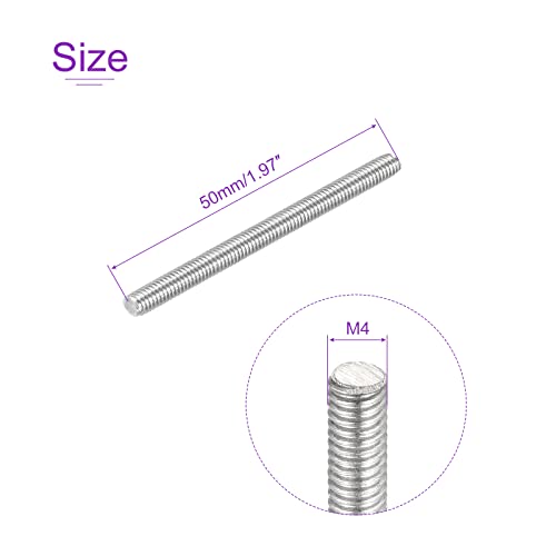 DMiotech 20Pack M4x50mm Fully Threaded Rod 304 Stainless Steel Right Hand Threads Rod Bar Studs Clamps - size: M4 x 50mm
