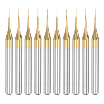 uxcell 10Pcs 0.3mm Titanium Coat Carbide End Mill Engraving Milling Cutter CNC Router Bits for PCB Machine, 1/8" Shank - size: 0.3mm