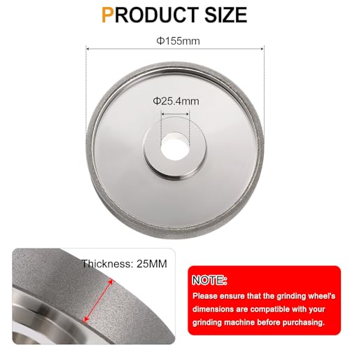 HARFINGTON Diamond Lapidary Wheel 6 Inch x 1 Inch Arbor Hole Grit: 180 Grinding Wheels for Stone, Marble, Glass, Ceramics, Crystal, Carbide, Steel - size: 180 Grits