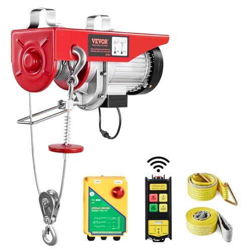 VEVOR 1320lbs Wireless Electric Hoist, 1150W 110V Electric Steel Wire Winch with Wireless Remote Control, 40ft Single Cable Lifting Height & Motor, for Garage Warehouse Factory - size: 1320LBS Wireless