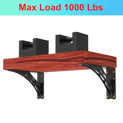 16 x 9 in Black Heavy Duty Floating Shelf Brackets, Holds 1000lb - color: Black Max Load 1000 Lbs, size: 16IN×9IN