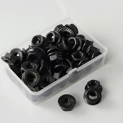 M14x2mm Metric Serrated Hex Flange Nuts, Grade 10.9 Alloy Steel, Heat Treated, Black Oxide Finish, 5PCS - color: Black, size: Black M14x 2mm