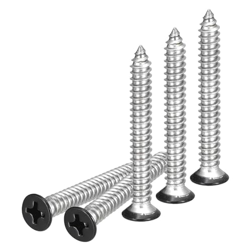 DTGN 50Pcs #14x2 Flat Head Wood Screws, 304 Stainless Steel Black Phillips Self Tapping Screws - Good for Woodworking, Furniture - Black - color: Black, size: #14x2"