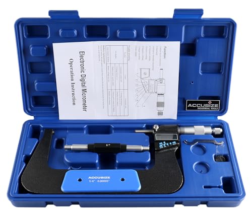 Accusize Industrial Tools 5-6''/125-150 mm 7 Keys Electronic Digital Outside Micrometers, 0.00005'' Or 0.001 mm Resolution, Ac21-6022 - size: 5-6" / 125-150 mm