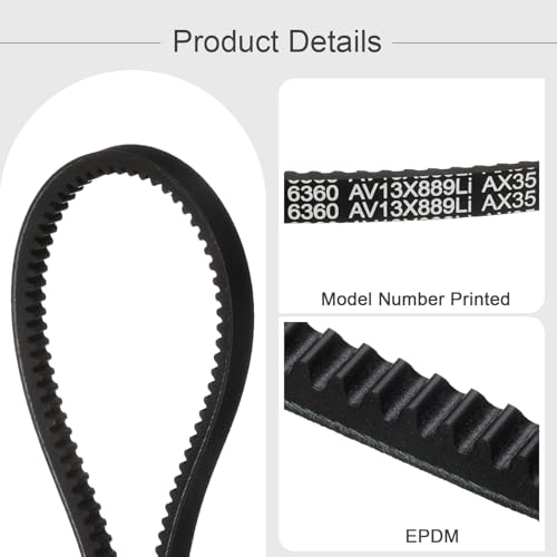 uxcell AX35 EPDM V-Belt,Industrial Rubber V Belt 1/2" Wd x 35" Inside Circ - size: AX35