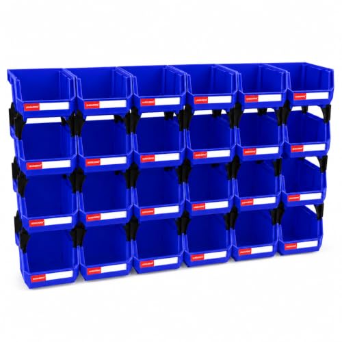 24 Pack Stackable Storage Bins Heavy Duty Parts Organizer Blue - color: Blue-24 Pack, size: 5"x4"x3"