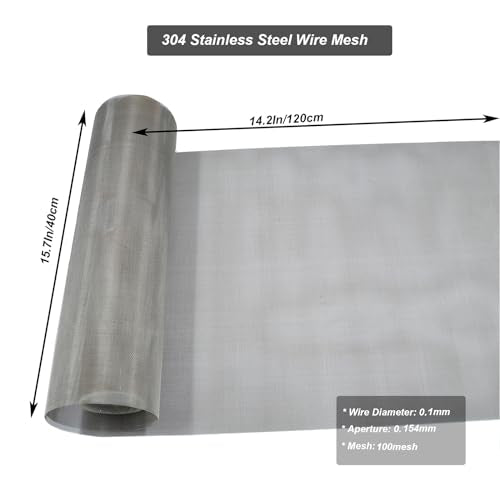 304 Stainless Steel Mesh Screen 15.7"x47.2",100Mesh 0.15mm Hole - style: 100Mesh x 0.10mm
