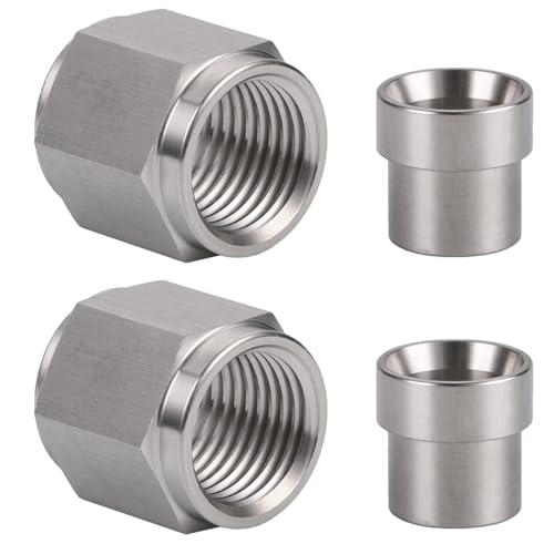 6AN Hardline Stainless Steel Tube Nut and Sleeve Fitting for 3/8" OD Tubing, 2 Sets - size: 6AN-3/8", 2 Sets