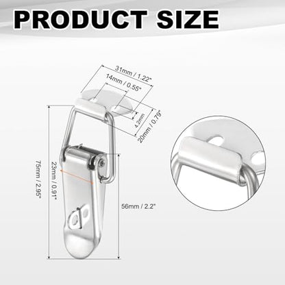 PATIKIL 2 Pcs Stainless Steel Spring Loaded Toggle Latch, 3" Tool Box Catch Hasp Clamp Lock with Mounting Hole and Screws for Cabinet Door Barn Wooden Case Chest - size: 3 Inch