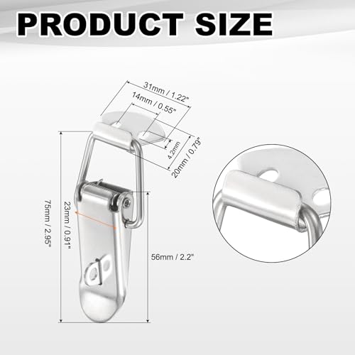 PATIKIL 2 Pcs Stainless Steel Spring Loaded Toggle Latch, 3" Tool Box Catch Hasp Clamp Lock with Mounting Hole and Screws for Cabinet Door Barn Wooden Case Chest - size: 3 Inch