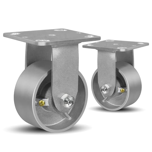 SY America 4" X 2" Cast Iron Caster Wheels,Heavy Duty Industrial Casters, Load Capacity 1600 lbs,Perfect Toolbox Caster Wheels-2 Rigid - color: 2 Rigid, size: 4" Wheel