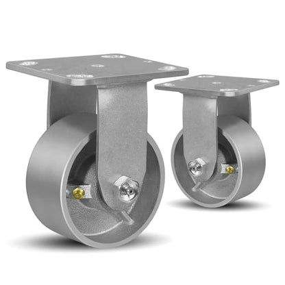 SY America 4" X 2" Cast Iron Caster Wheels,Heavy Duty Industrial Casters, Load Capacity 1600 lbs,Perfect Toolbox Caster Wheels-2 Rigid - color: 2 Rigid, size: 4" Wheel