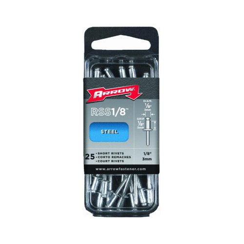 Arrow Fastener RSST 1/8 Stainless Steel Rivets - 1/8" Short Rivet Fasteners, 25 Count