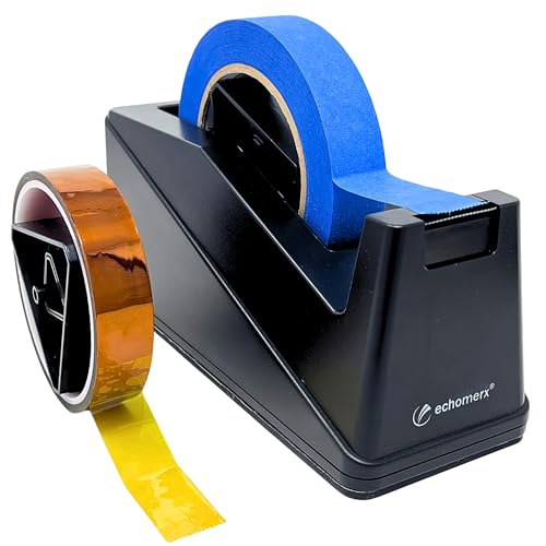 Echomerx Desk Tape Dispenser, One-Handed, Weighted Non-Slip, 1" & 3" Cores