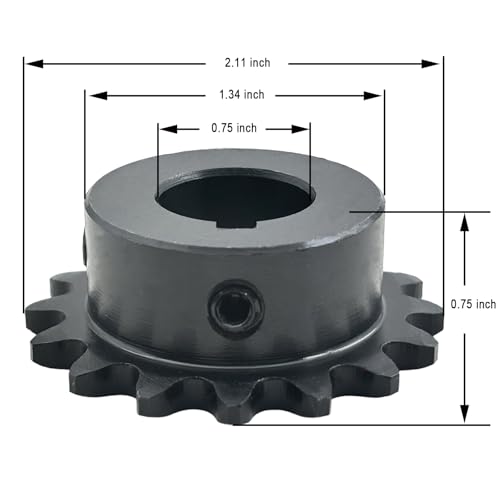 #35 Roller Chain Sprocket Type B 3/4 inch Bore 16 Tooth, Hardened Antirust 1045 Steel Drive Sprockets 35B16-3/4