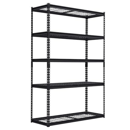GarveeTech Heavy Duty Garage Shelving Unit, 48 in L x 18 in W x 72 in H Adjustable Storage Shelves, 2500 LBS Load Capacity, Durable Metal Shelves for Garage Organization, Basement, Workshop - color: Black, size: 48 in L x 18 in D x 72 in H