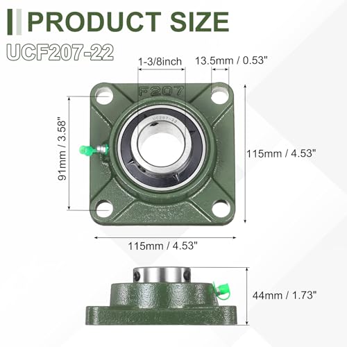 uxcell UCF207-22 Pillow Block Bearings,1-3/8 inch Bore(ABEC3) - size: UCF207-22 (1-3/8 inch)