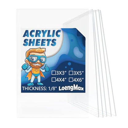 1/8" Thick (3mm) Clear Acrylic Sheet 3" x 5" - 6 Pieces | Cast Plexiglass for DIY Crafts, Sign, Photo Frame, Display Projects - size: 3 x 5"