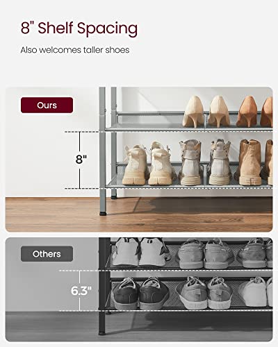 VASAGLE 5-Tier Shoe Rack, Adjustable, Freestanding - color: Charcoal Grey + Metallic Silver, size: 5 Tiers (29.5"W)