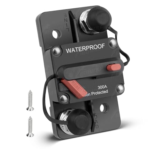 RED WOLF 300A Circuit Breaker Fuse Holder 3/8" Screw Studs w/Manual Reset Switch DC 12-24V for Boat Trolling Motor Marine ATV Trailer Vehicles Stereo Audio Electronic Battery Solar System