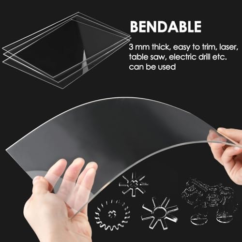 BUYGOO 4Pack Clear Acrylic Sheet 6″ x 12″ x 1/8" Clear Plexiglass Sheet Clears Plastic Square Sheet, DIY Materials for Househld Decoration, Advertisement Signs, Display, Picture Frame, Painting
