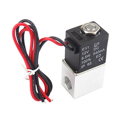 1/4inch DC 12V 2 Way Normally Closed Electric Solenoid Air Valve, Stainless Steel