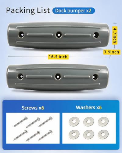 OCEANBROAD Dock Fender Bumpers, 17" Horztial Dock Bumpers for Edge Side - color: Gray, style: 2 Pack
