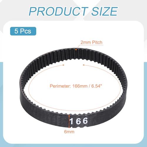 MECCANIXITY 5Pcs 166mm GT-2 Timing Belt 6mm Width 2mm Pitch Closed Loop - size: 166mm