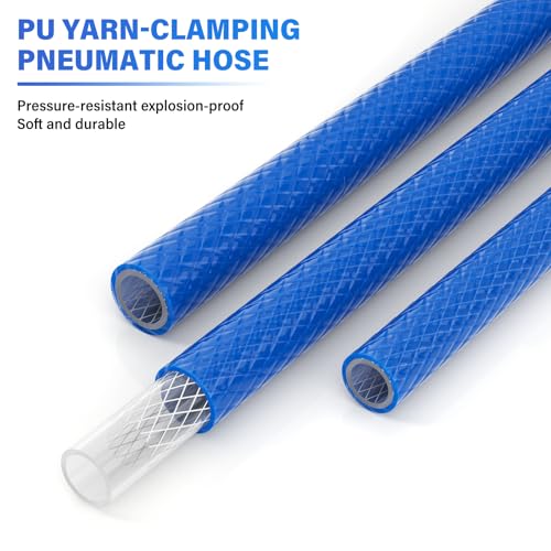 TAILONZ PNEUMATIC Blue 8MM OD 10 Meters Reinforced Polyurethane Air Tube Pipe Hose Pu Air Hose for Air Line Tubing or Fluid Transfer Tubing