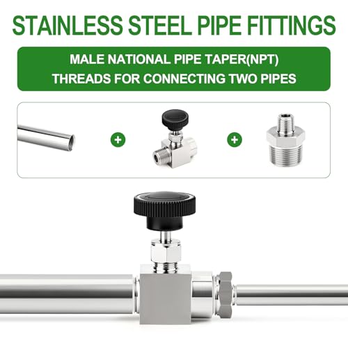 TAISHER 2PCS Forging of 304 Stainless Steel Reducer Hex Nipple, 3/4" NPT Male x 1/4" NPT Male Pipe Fitting - size: 3/4" NPT x 1/4" NPT