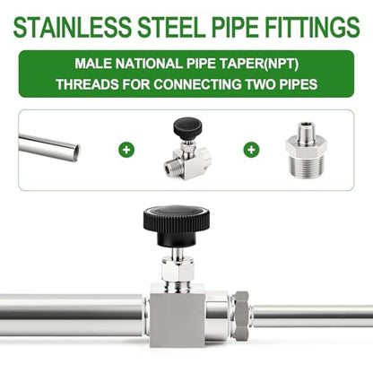 TAISHER 2PCS Forging of 304 Stainless Steel Reducer Hex Nipple, 3/4" NPT Male x 1/4" NPT Male Pipe Fitting - size: 3/4" NPT x 1/4" NPT