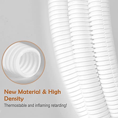 20FT 3/8in Wire Loom Split Tubing Auto Wire Conduit Flexible Cover, White - color: White, size: 20FT 3/8"
