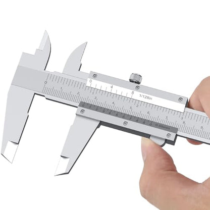 HDLNKAK Vernier Caliper 6 Inch/150mm, Fractional Calipers 1/128 Inch - color: Silver-White