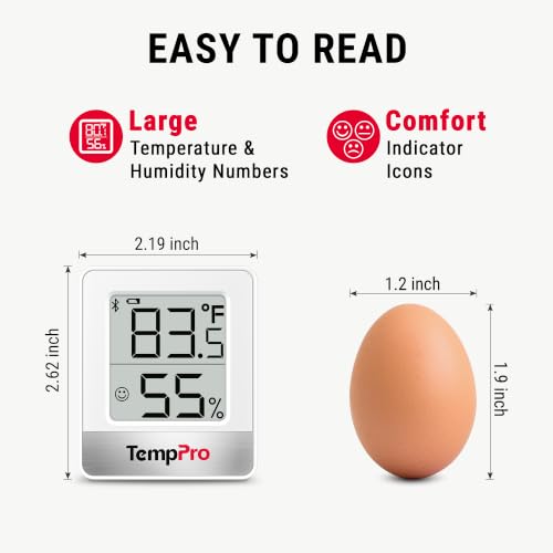 TempPro TempAir 2 Pieces Digital Hygrometer Indoor Thermometer - color: White Bluetooth Indoor Thermometer