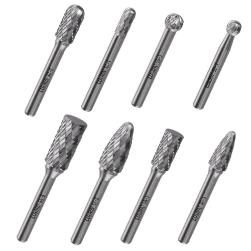 LU&MN Tungsten Carbide Burr Set, 1/4" Shank, 8 Pcs - style: 8PCS -1/4" Shank