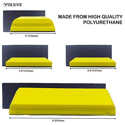 VOLSIVE 7pcs Hand Sanding Block Set, Rectangle Handheld Sanding Pad, Hook and Loop Interchangeable Assorted Shapes, for Sanding or Polishing in Auto Body and Paint Shops - Yellow - color: Sanding Block, size: Yellow 7pcs Set-Long Hook