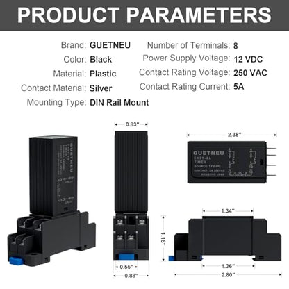 LCD Digital Display Time Relay, Dual Time Delay Relay, DPDT 12 VDC - size: 8-Pin 12 VDC