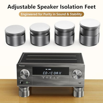 Height Adjustable Speaker Feet, Leveling Feet, 4 Pack Gray - color: Grey