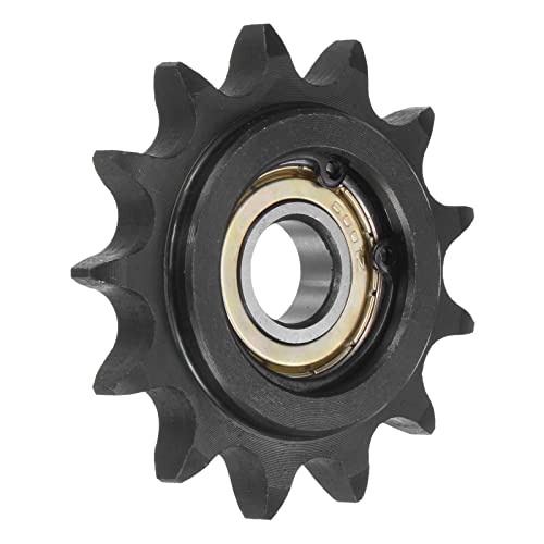uxcell #40 Chain Idler Sprocket, 12mm Bore 1/2" Pitch 13 Tooth Tensioner, Black Oxide Finished C45 Carbon Steel with Insert Single Bearing for ISO 08A Chains - size: 58mm
