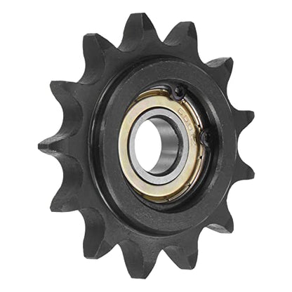 uxcell #40 Chain Idler Sprocket, 12mm Bore 1/2" Pitch 13 Tooth Tensioner, Black Oxide Finished C45 Carbon Steel with Insert Single Bearing for ISO 08A Chains - size: 58mm