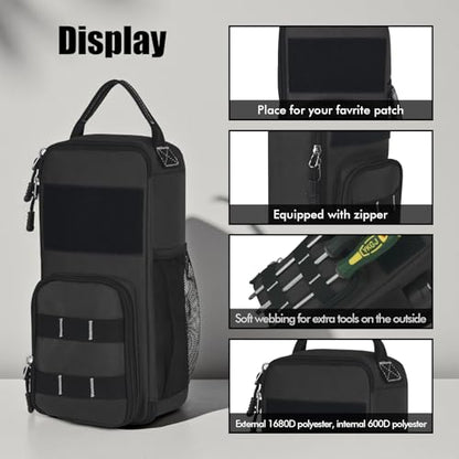 12.6" Heavy Duty Small Tool Bag Pouch for Men with Multiple Pockets,Black - color: Black