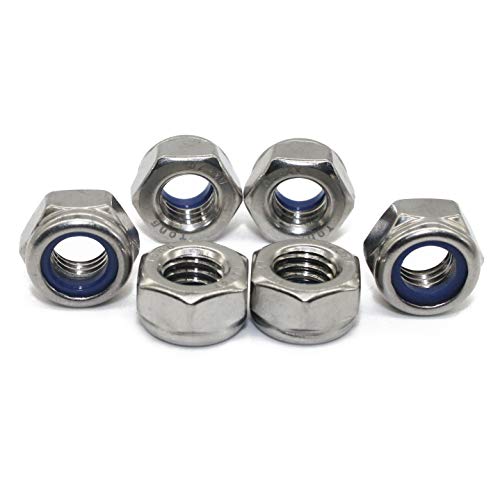 Fullerkreg M6 x 1mm Self-Locking Nylon Insert Hex Lock Nuts - size: M6 100Pcs