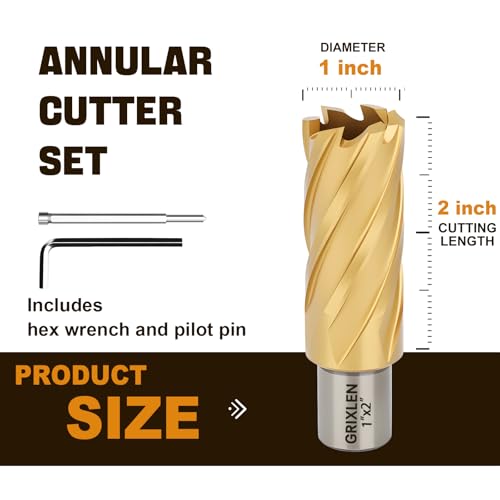 1"x2" HSS Annular Cutter，Diameter 1"，Cutting Depth 2" - size: 1x2"