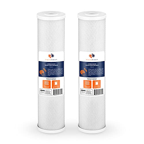 Aquaboon 4,5 x 20 inch Carbon Filter Cartridge - 5 Micron Coconut Shell CTO Big Blue Filter - Whole House Well Water Filtration - Matches DB20P, CTO20BB, Pentek FLOPLUS-20BB, 155312-43 (2 Pack)