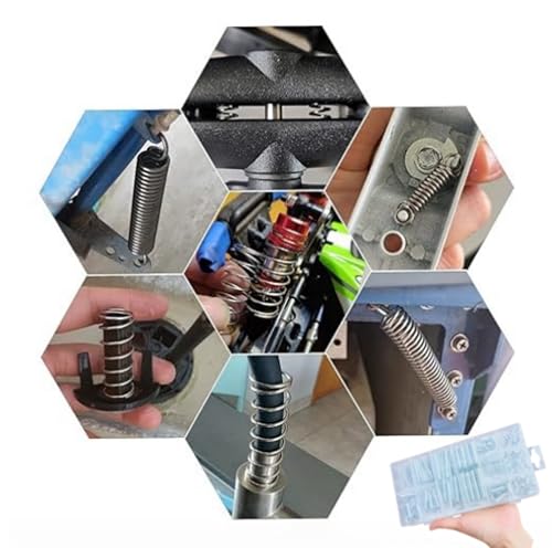 200pcs Spring Assortent kit, Plastic Box Steel Wire Compression Spring and Tension Spring Replacement kit (1)