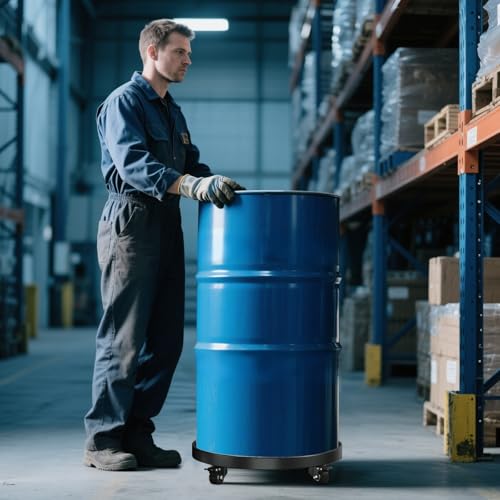 Heavy Duty 55 Gallon Drum Dolly – 2000LB Capacity, Anti Rollover Design with 4 Swivel Casters & 2 Brakes, Double Fork Style for Warehouse/Industrial Use (Black) - size: 24.5x 24.5x 4.5 inches