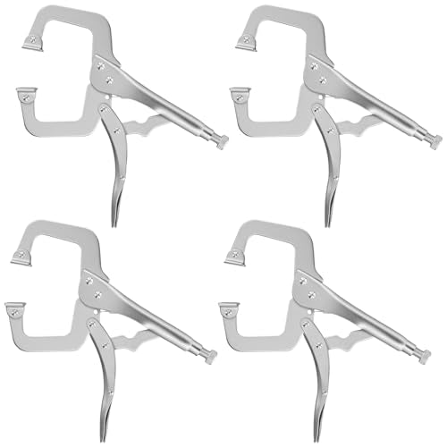 4 Pack 11 Inch Heavy Duty Locking C Clamp Pliers with Swivel Pads, Versatile Vice Grip Welding Clamps for Woodworking and Welding
