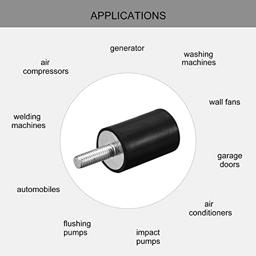 uxcell Rubber Mounts 8pcs M6 Male/Female Vibration Isolator Shock Absorber, for Garage Motor Air Compressor Car Boat Bobbins, D20mmxH30mm - size: M6x20mmx30mm