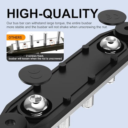 RVBOATPAT Upgrade 275A 12V Bus Bar Battery Power Distribution Block Car Audio 12 Volt DC Busbar 4 x 3/8" Posts 6 x #8 Screws for Marine Automotive RV and Solar Wiring - style: 275A 4 x 3/8" (M10) Studs and 6 x #8 Screws