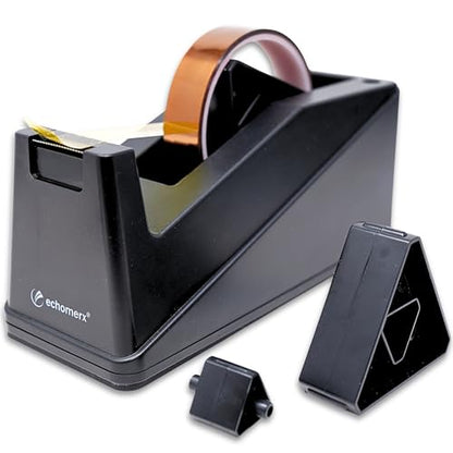 Echomerx Desk Tape Dispenser, One-Handed, Weighted Non-Slip, 1" & 3" Cores